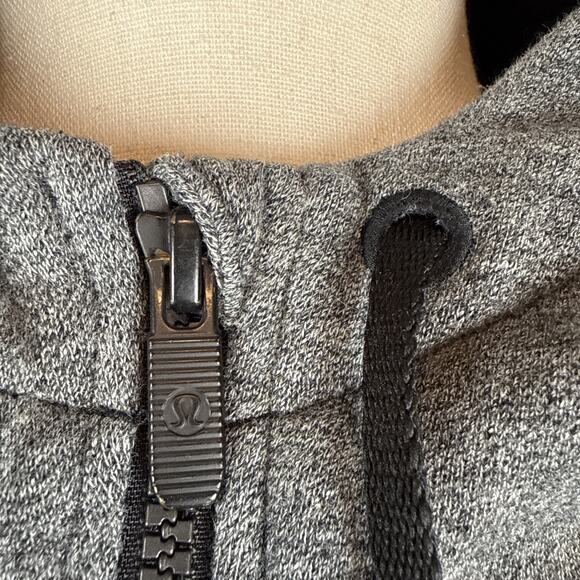 Lululemon Warm For Winter Jacket Size 12 Heathered Speckled Black Cotton Terry - Picture 2 of 9